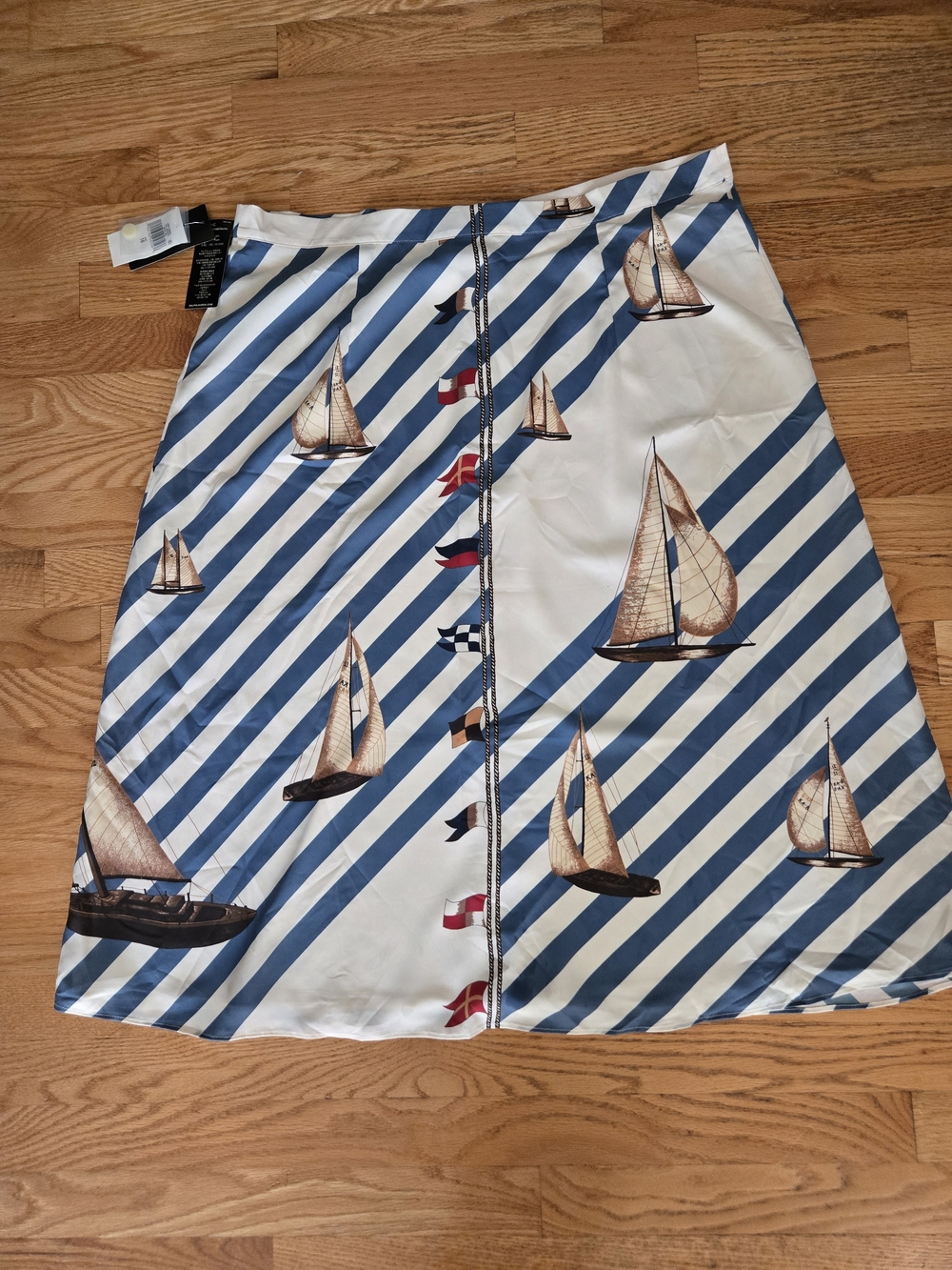 Lauren Ralph Lauren Sailboat Stripe Midi Skirt Nautical Sailboats - Picture 8 of 16